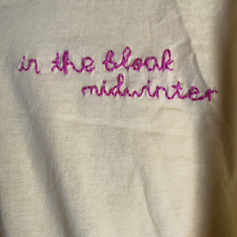 PEAKY BLINDERS quote stitched crew neck tee IN THE BLEAK MIDWINTER
